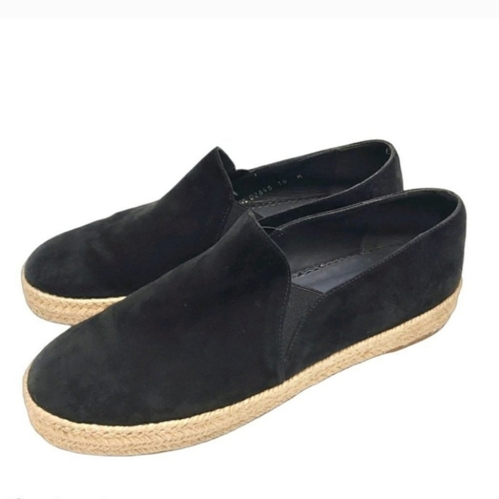 Stuart Weitzman Black Nugel Suede Espadrille Flatform Minimalist Sneakers  sz 10